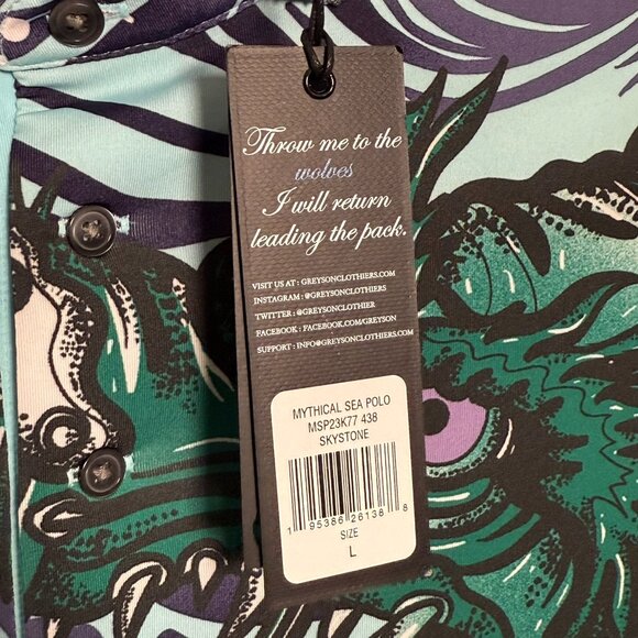 Greyson Men’s Size Large Mythical Sea Golf Polo New With Tags - Picture 5 of 7